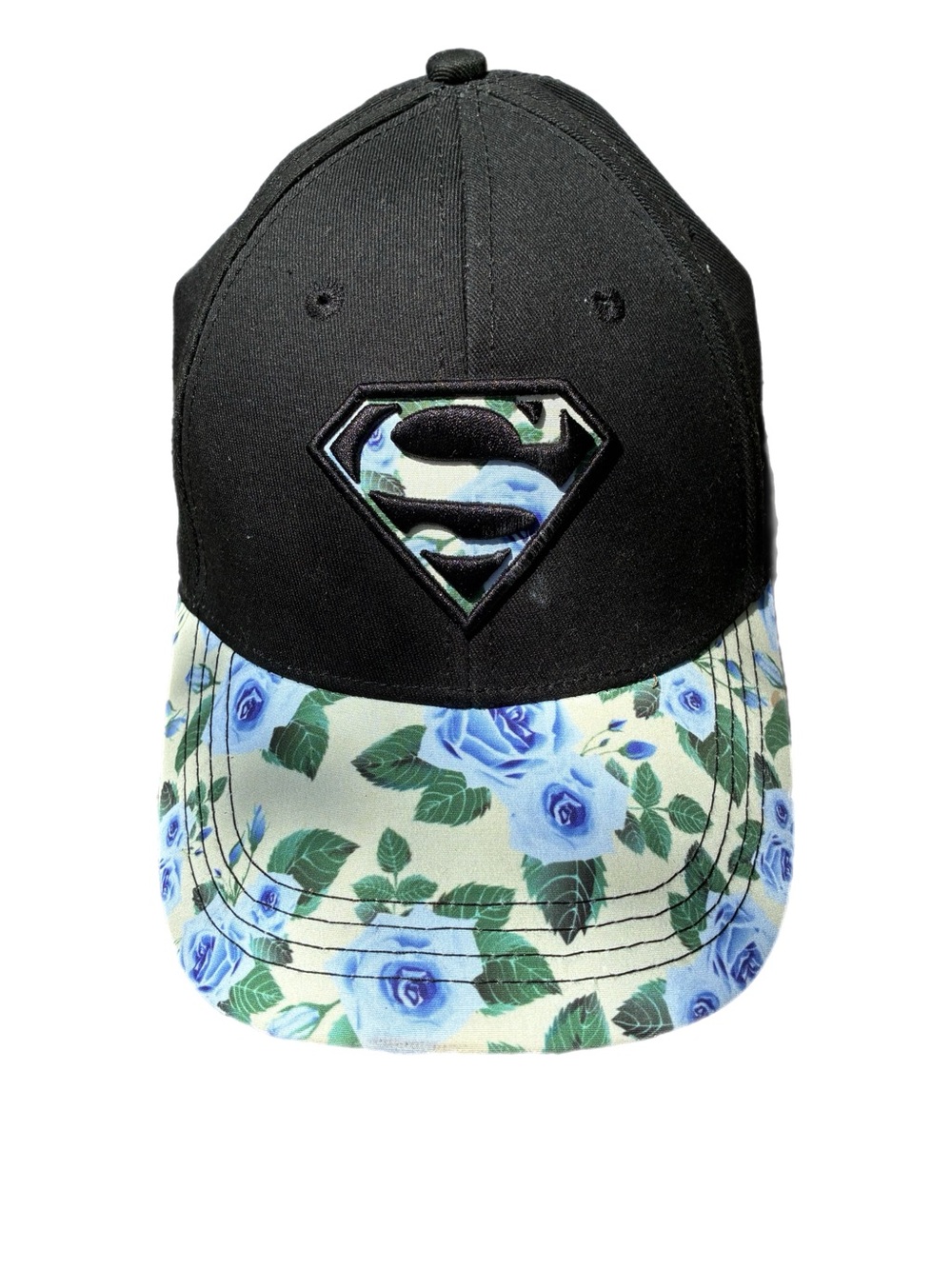 Superman Black & Blue Floral Baseball Cap